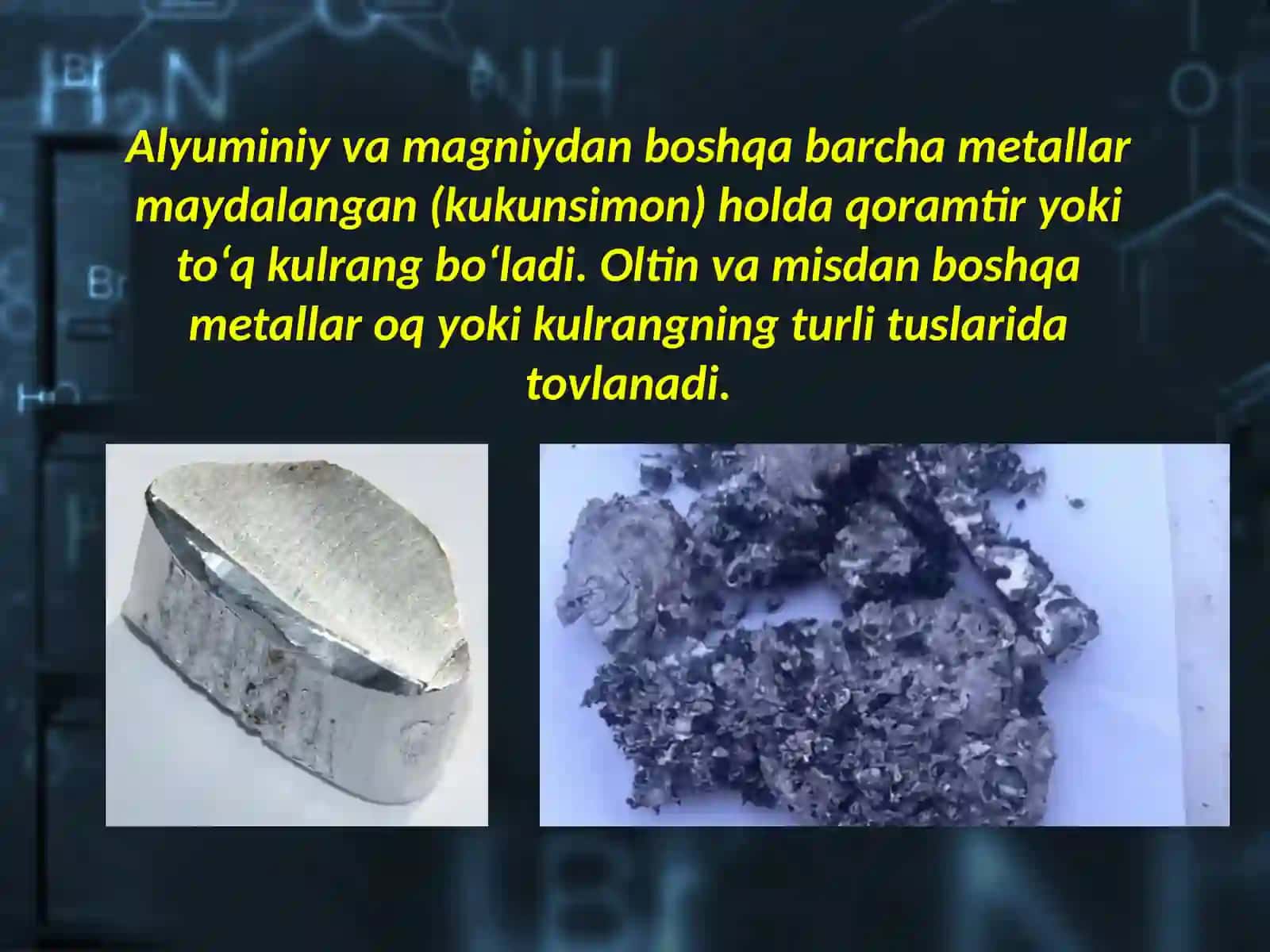 Metallarning fizik va kimyoviy xossalari 4