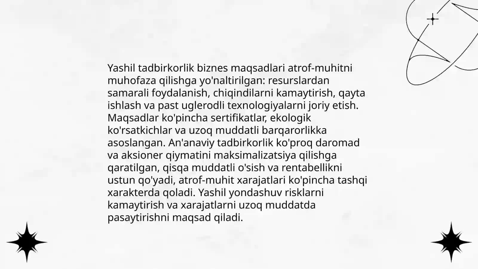 Yashil tadbirkorlikning an'anaviy tadbirkorlikdan farqi 4