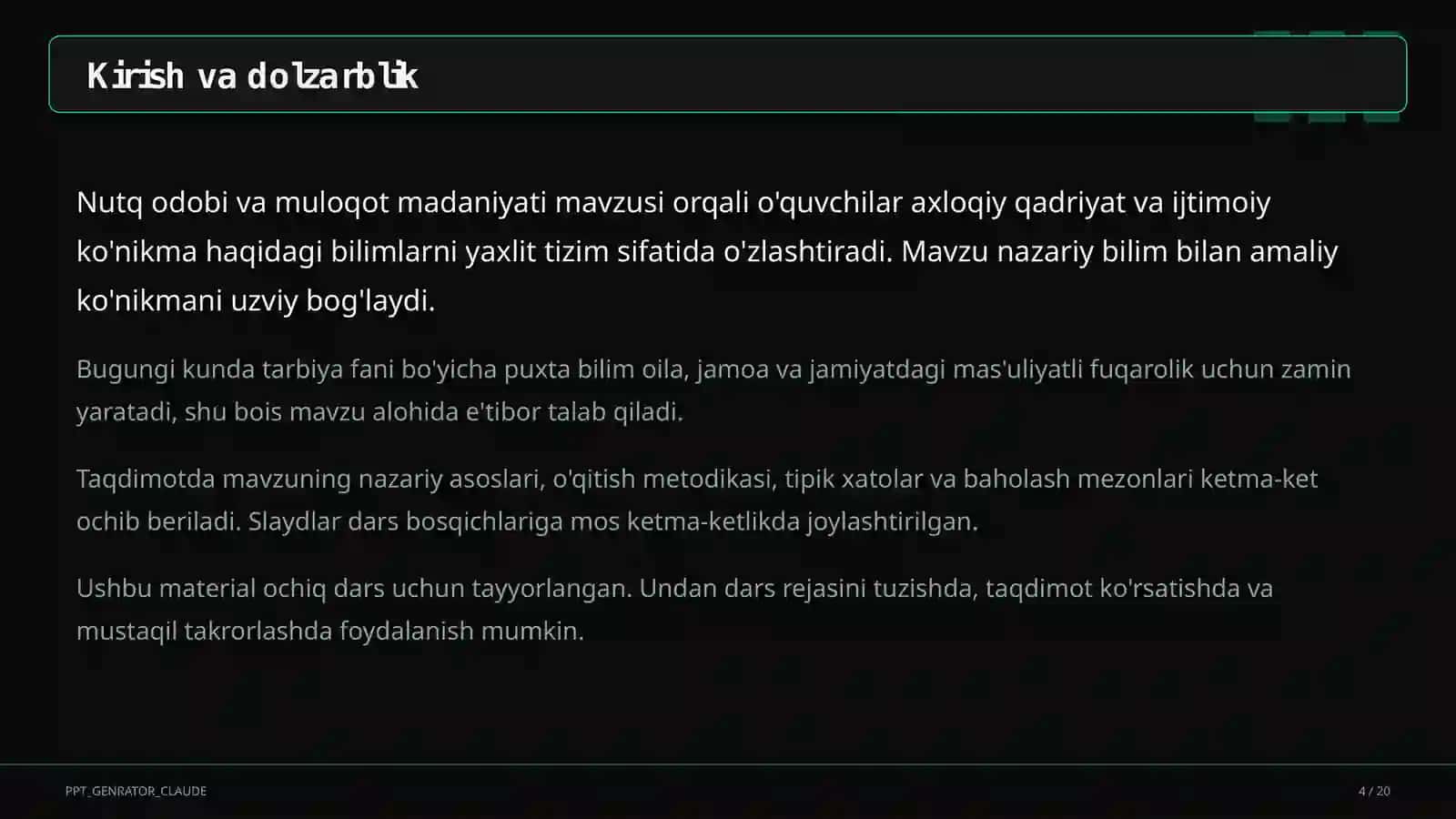 Nutq odobi va muloqot madaniyati (8-sinf) 4