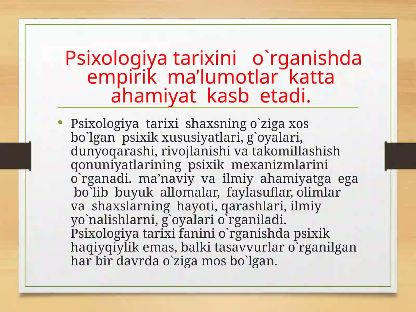 Psixologiya tarixi predmeti va vazifasi 4