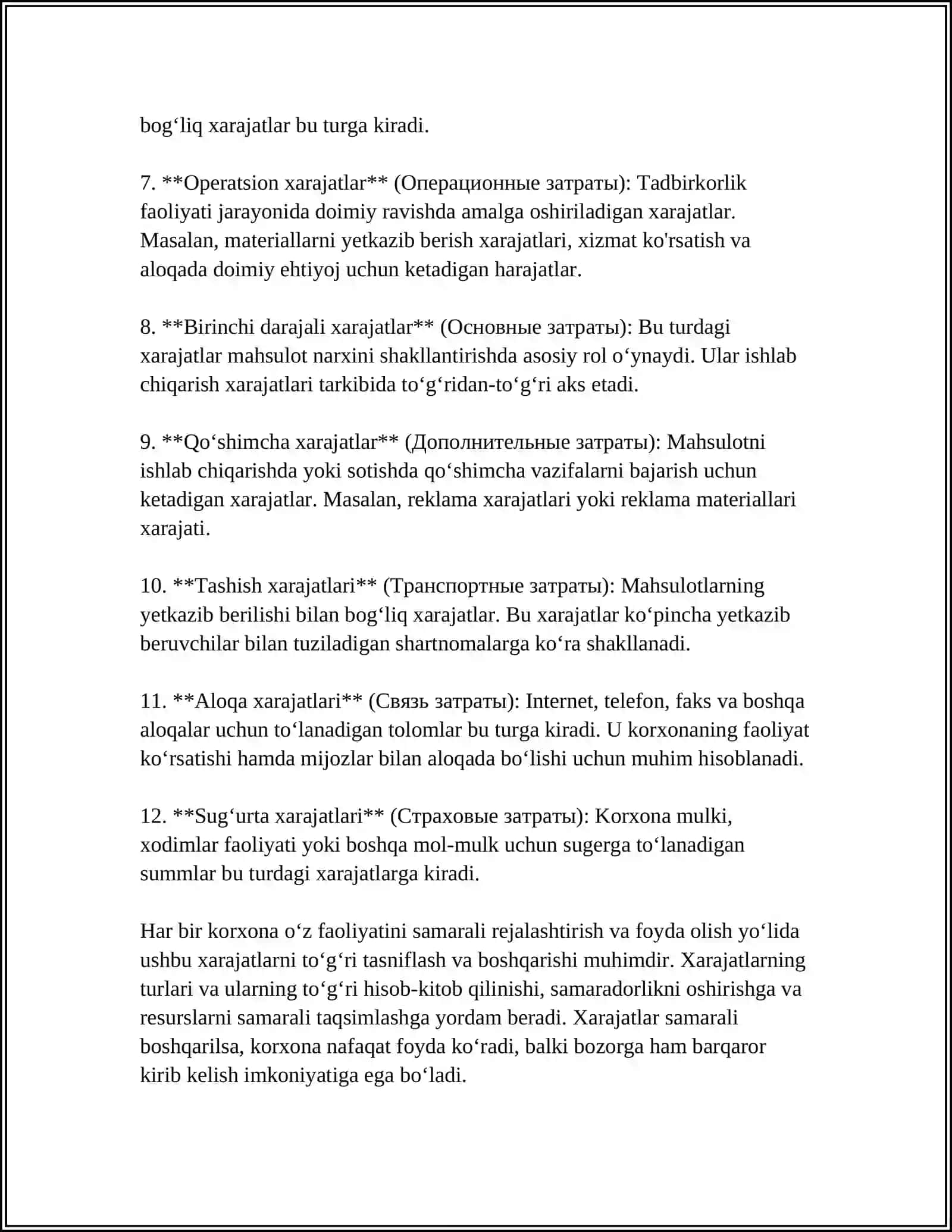 XARAJATLAR HISOBI VA TANNARX HISOBLASH USULLARI 4