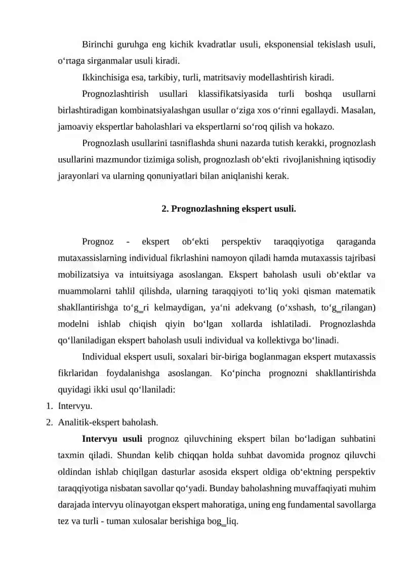 Prognozlash usullari va ularning aniqligini baholash mezonlari 4
