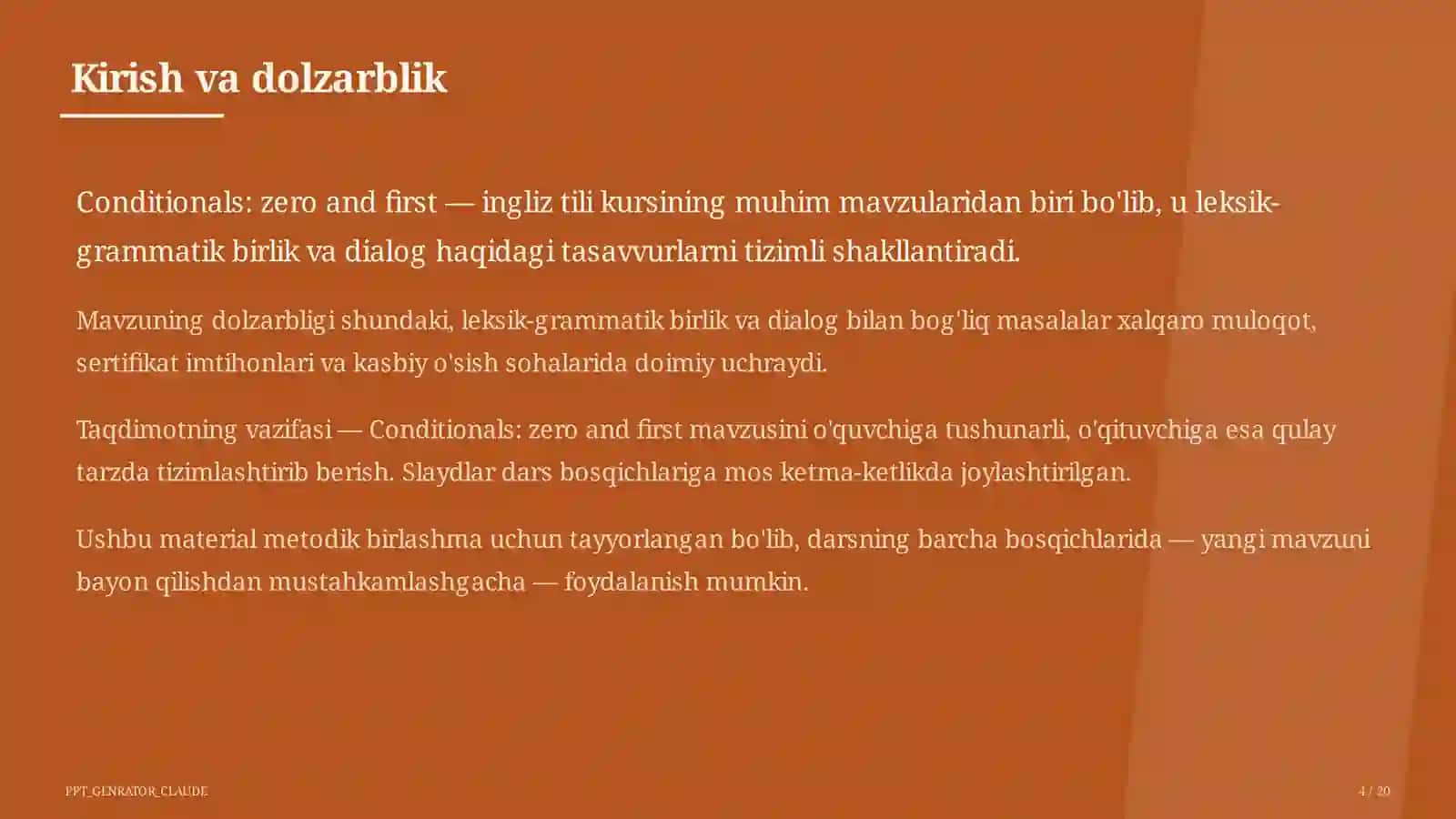 Conditionals: zero and first (8-sinf) 4