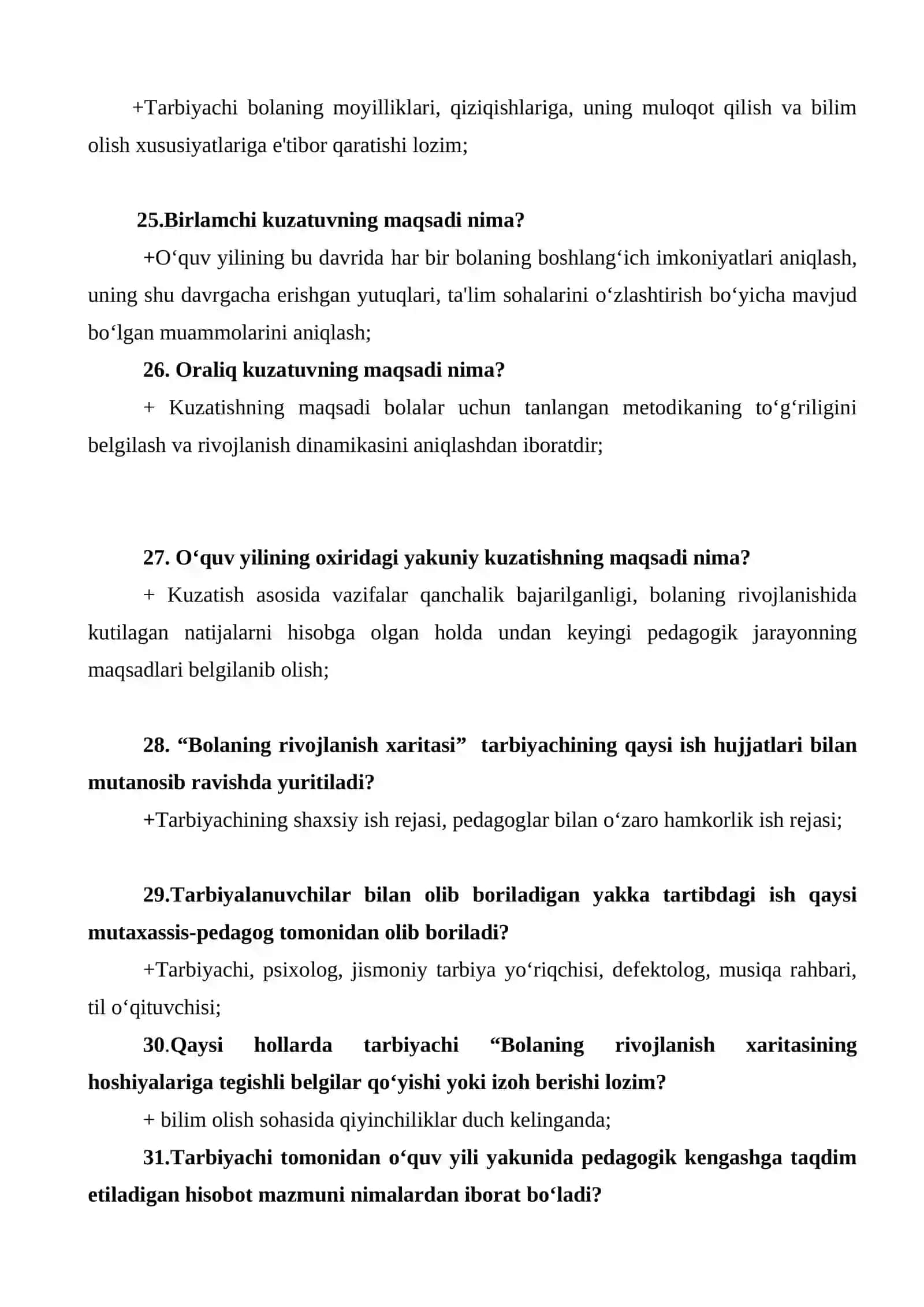 Maktabgacha ta’lim attestatsiyasi uchun 200 ta test javoblari bilan 4