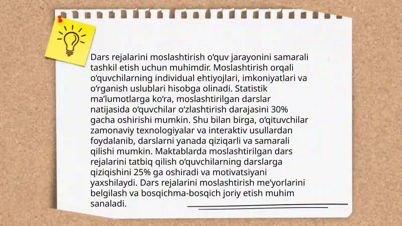 Sinf xobalari va dars jarayonini moslashtirish 4