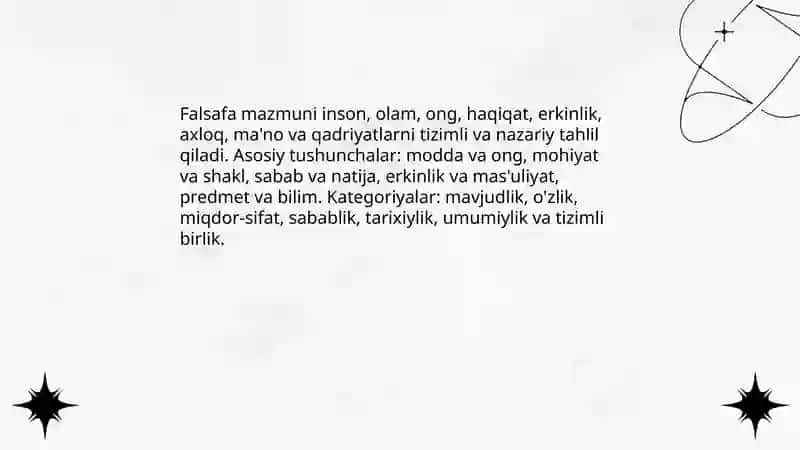 Falsafa fanining predmeti, mazmuni va mohiyati 4