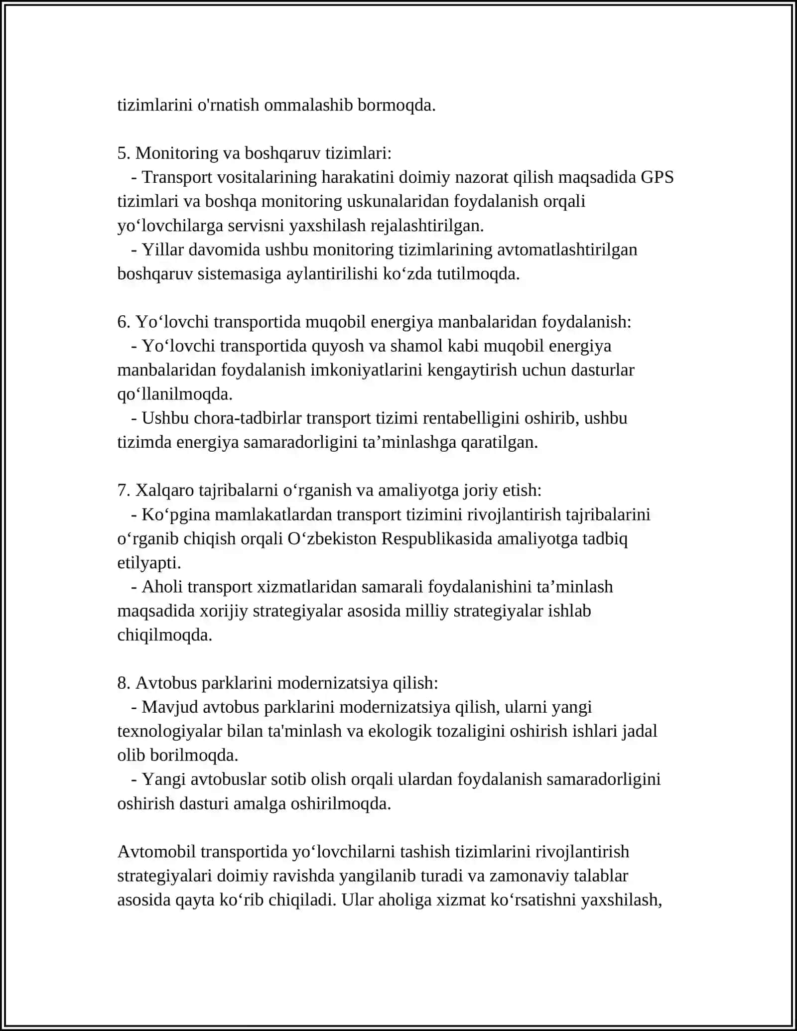 AVTOMOBIL TRANSPORTINDA JOLAWSHILAR TASIW SISTЕMASIN JЕTILISTIRIW JOLLARI 4
