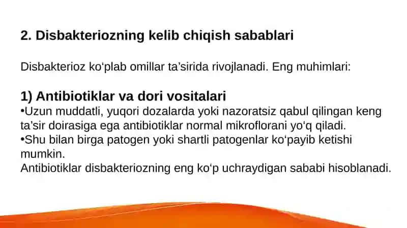 Disbakterioz va disbakteriozning zamonaviy
bakteriologik diagnostikasi 4