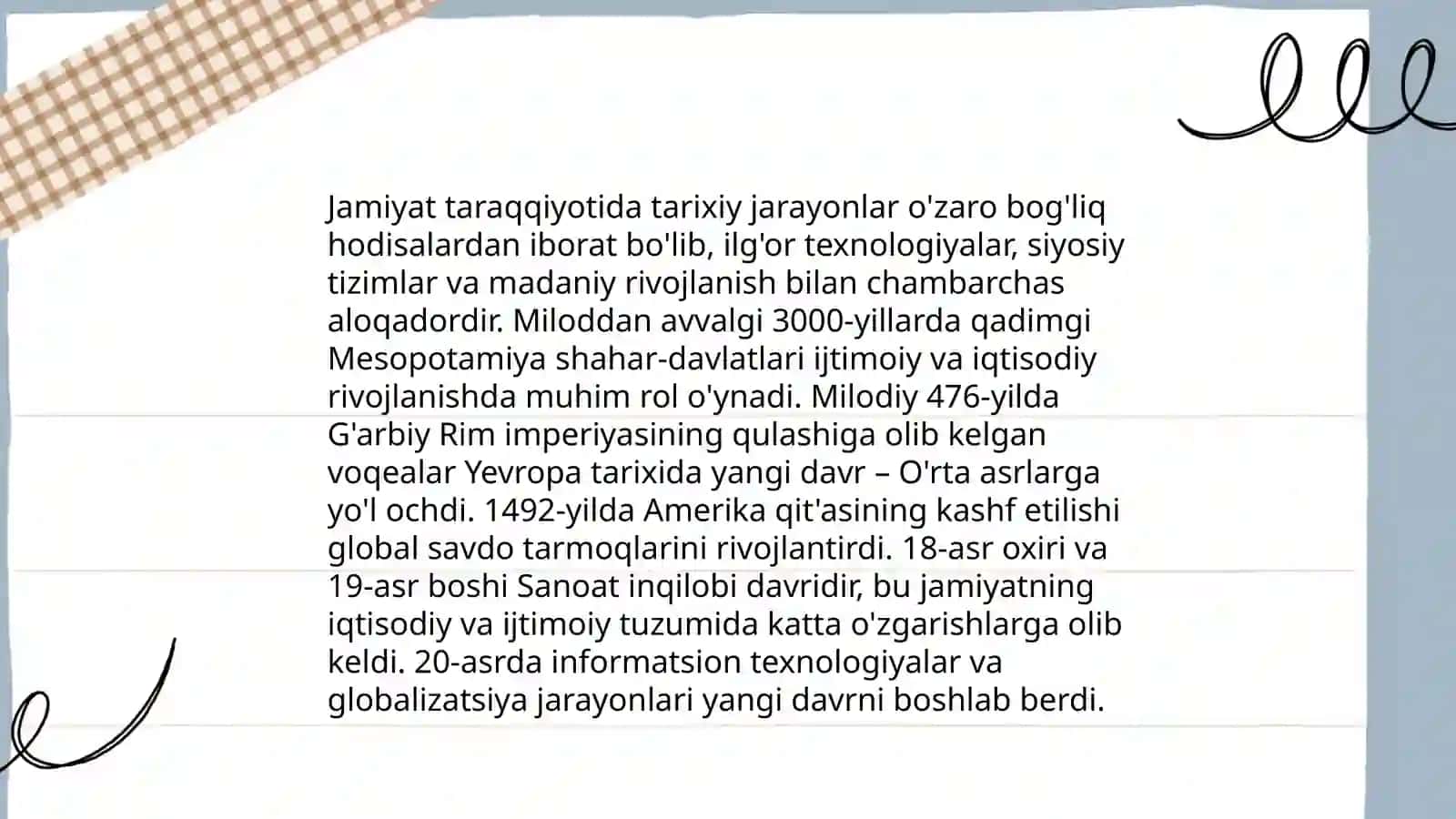 Tarixning jamiyat taraqqiyotidagi o‘rni 4