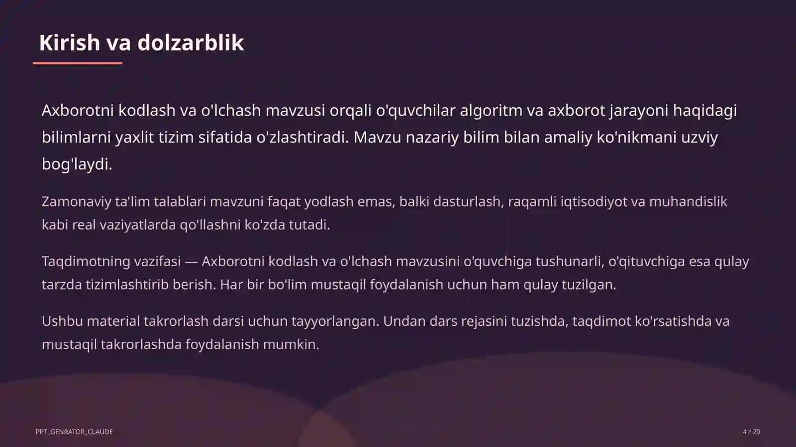 Axborotni kodlash va o'lchash (7-sinf) 4