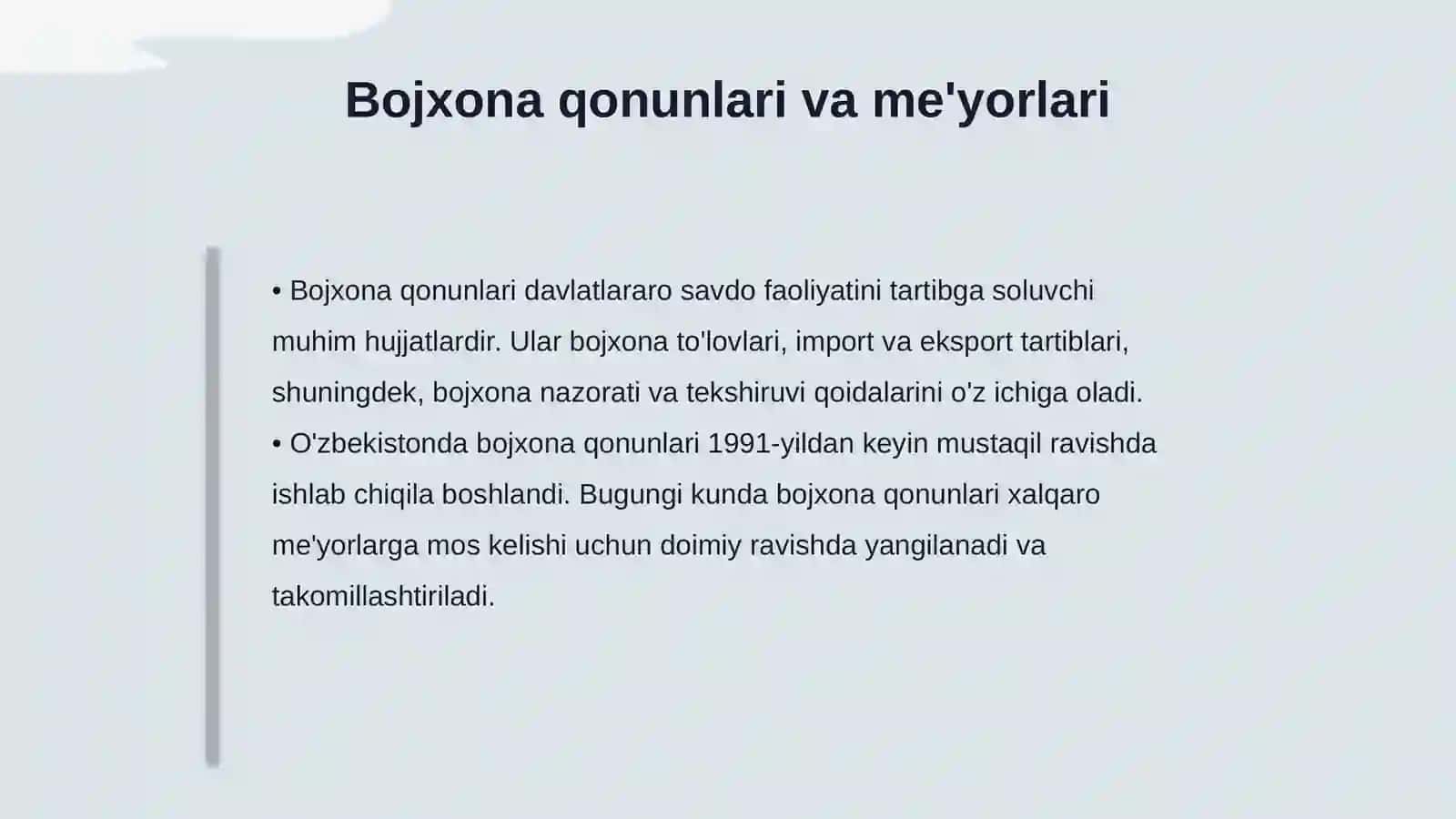 Bojxona tizimi tarixi va hozirgi holati 4