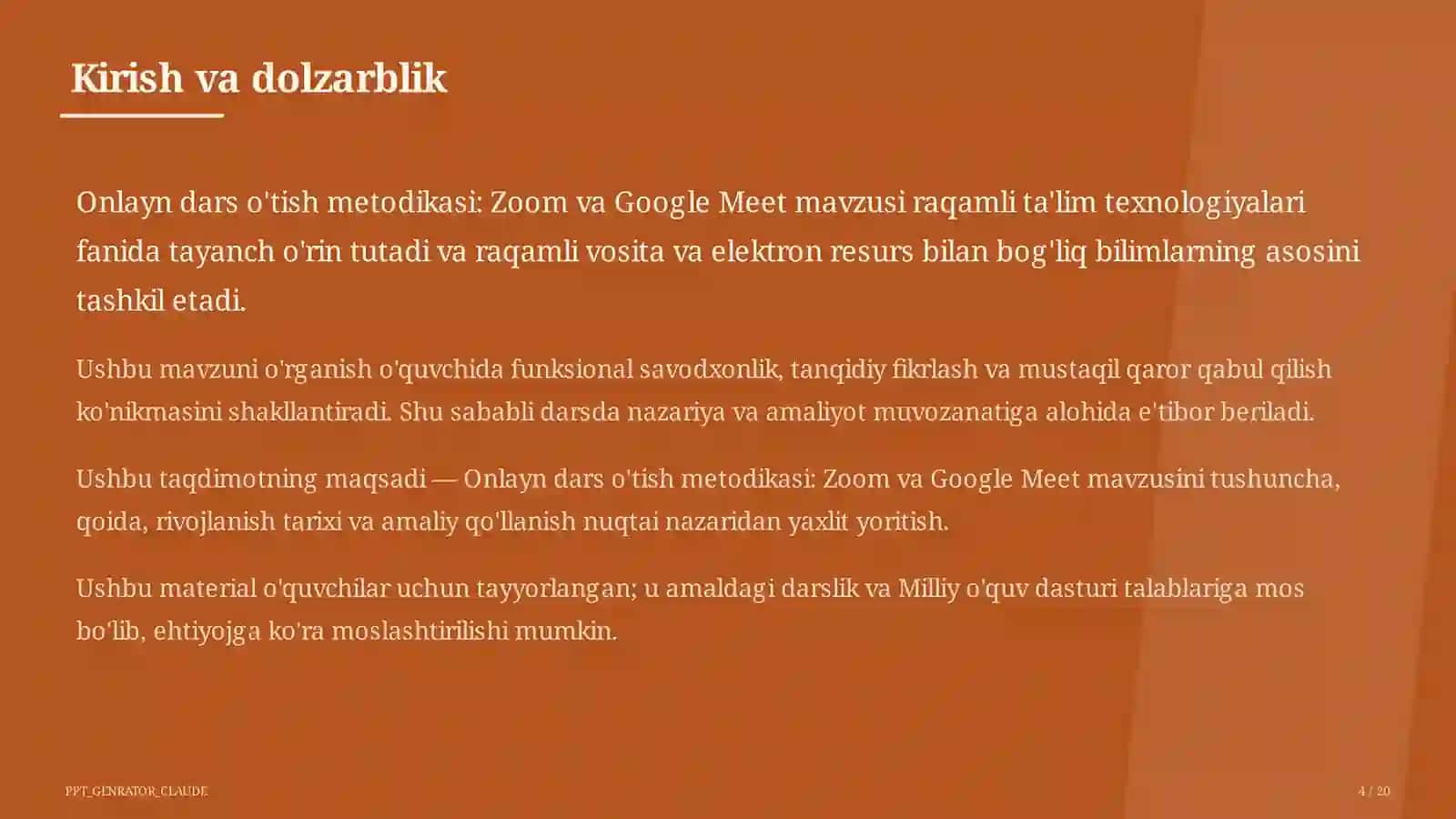 Onlayn dars o'tish metodikasi: Zoom va Google Meet 4