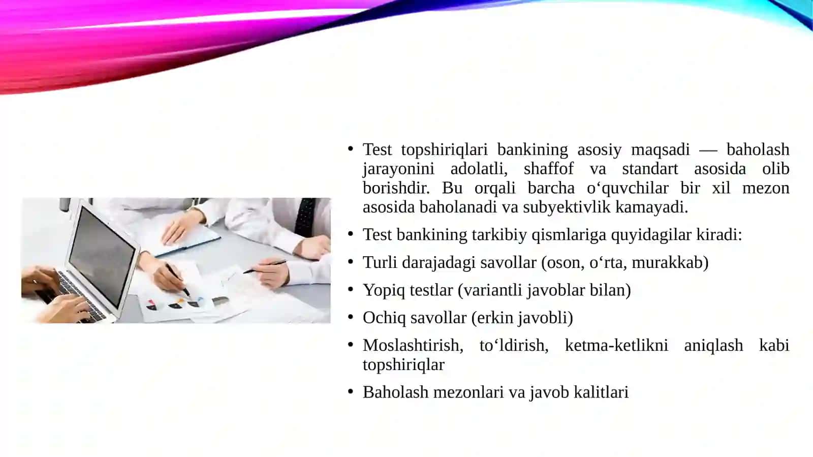 Summativ baholash uchun test topshiriqlari banki 4