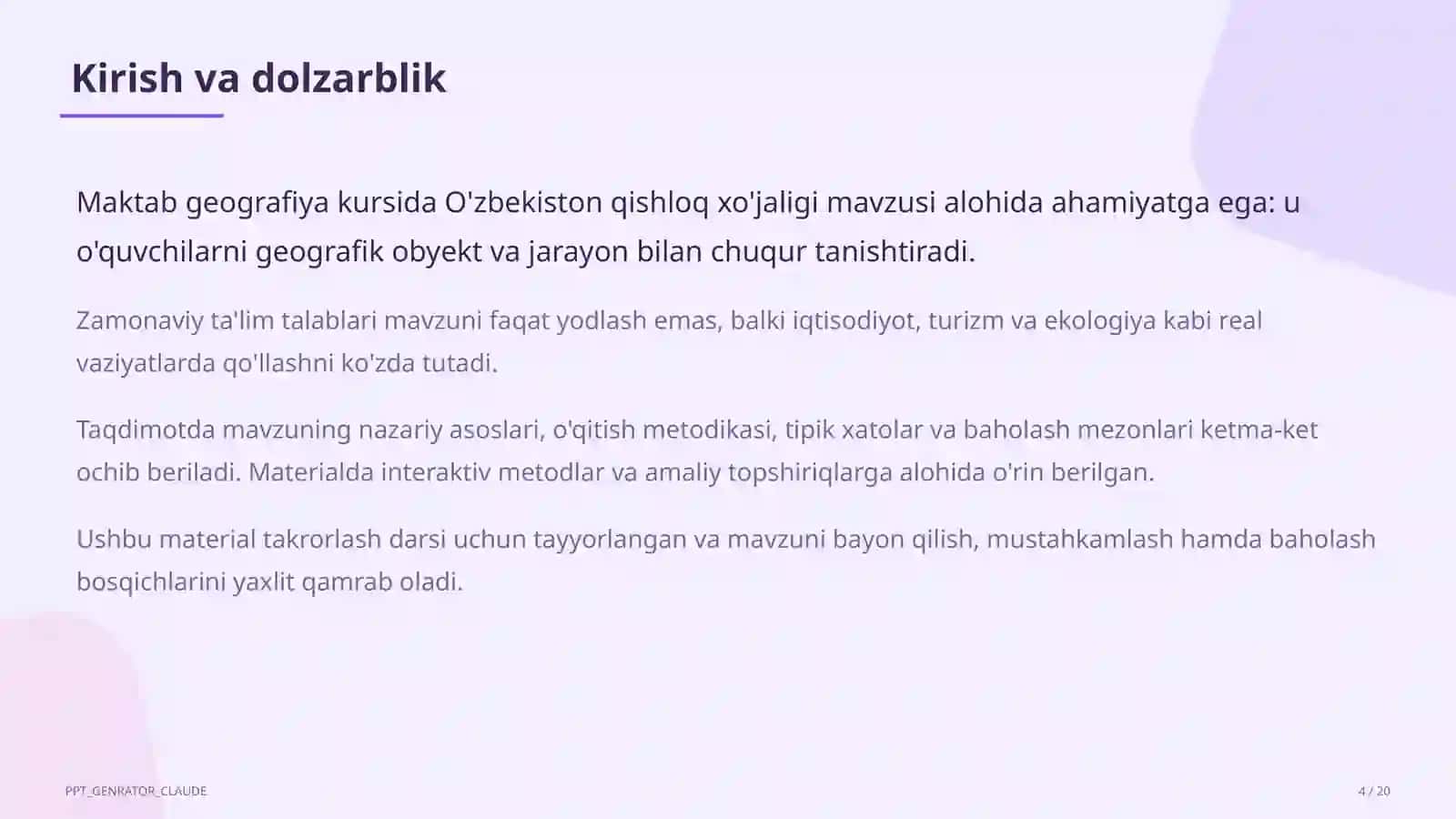 O'zbekiston qishloq xo'jaligi (9-sinf) 4
