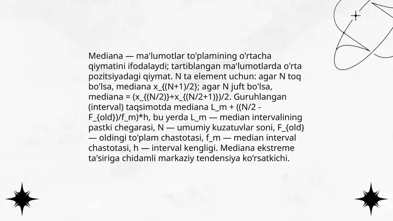Tasviriy statistika korsatkichlari 4