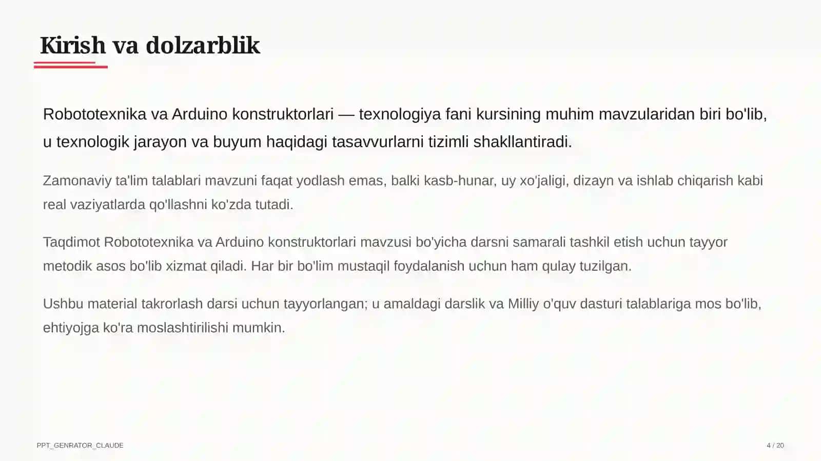 Robototexnika va Arduino konstruktorlari (9-sinf) 4