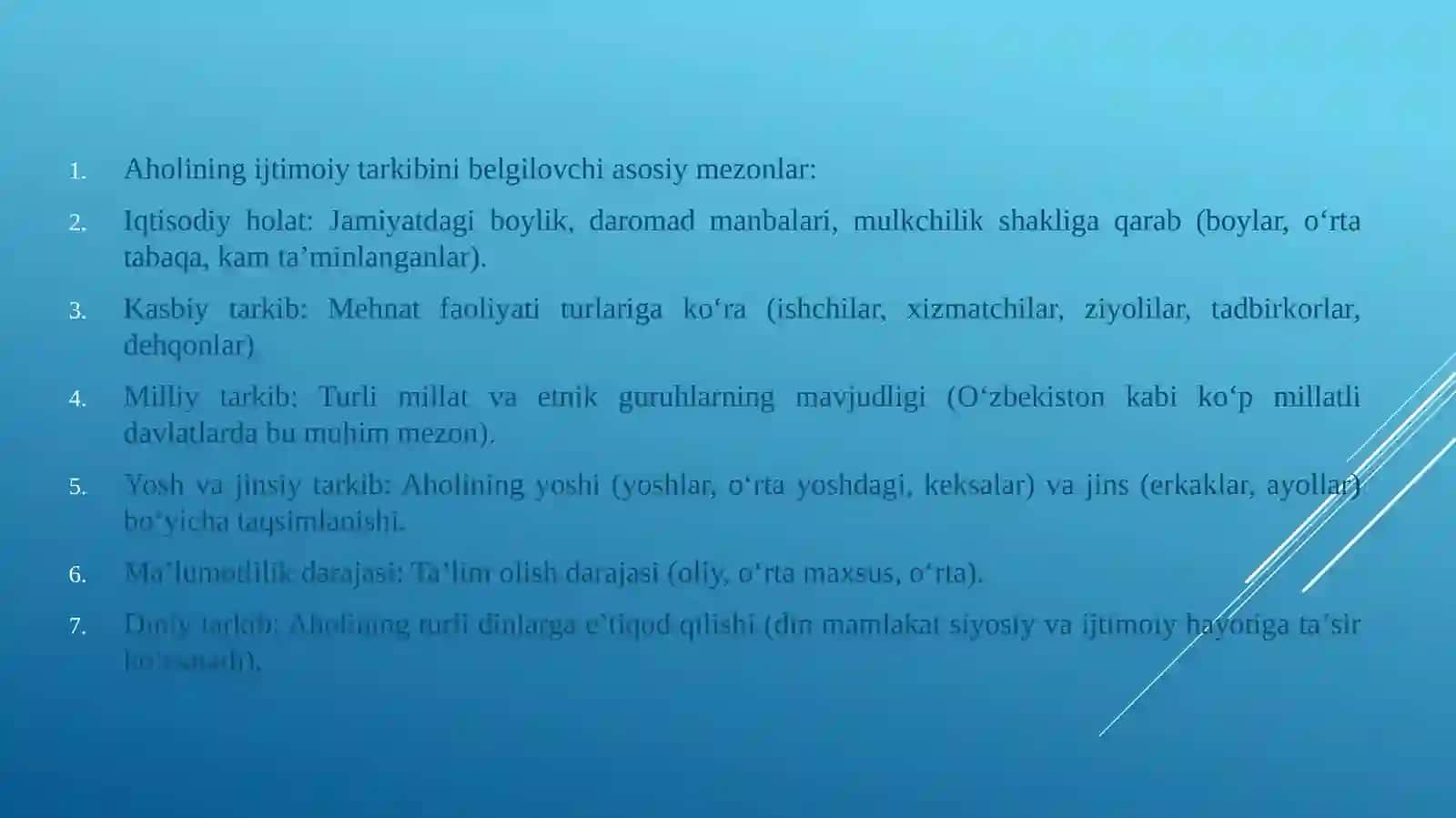 Aholining ijtimoiy tarkibi,shaxs,oila va  mehnat  jamoasi statistikasi 4