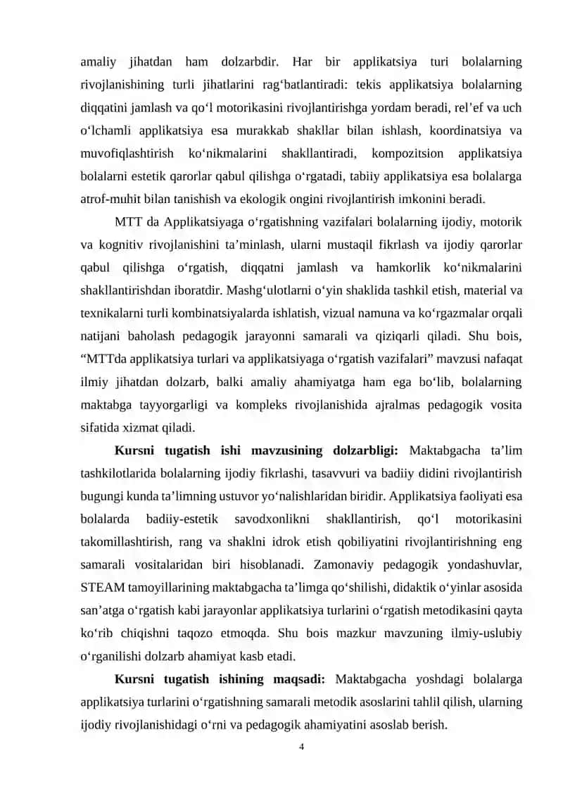 MTTDA APPLIKATSIYA TURLARI VA APPLIKATSIYAGA O‘RGATISHNING VAZIFALARI 4