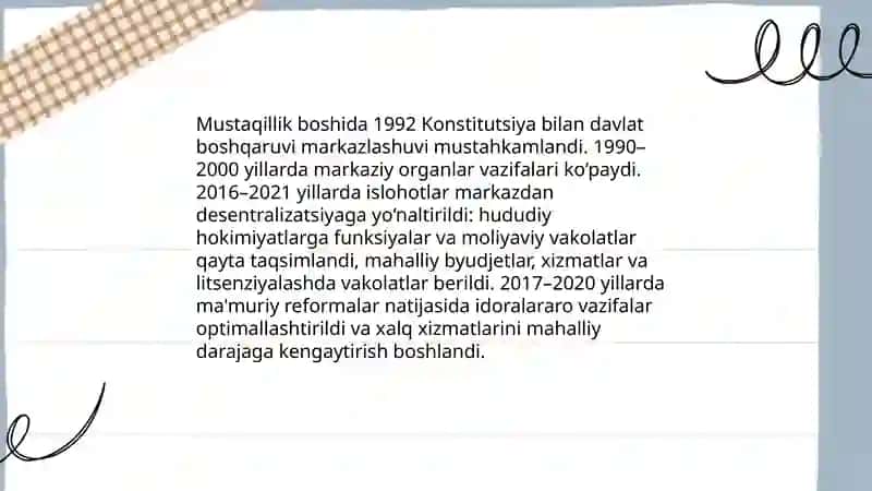 Mustaqillik yillarida davlat boshqaruvi tizimida amalga oshirilgan islohotlar 4