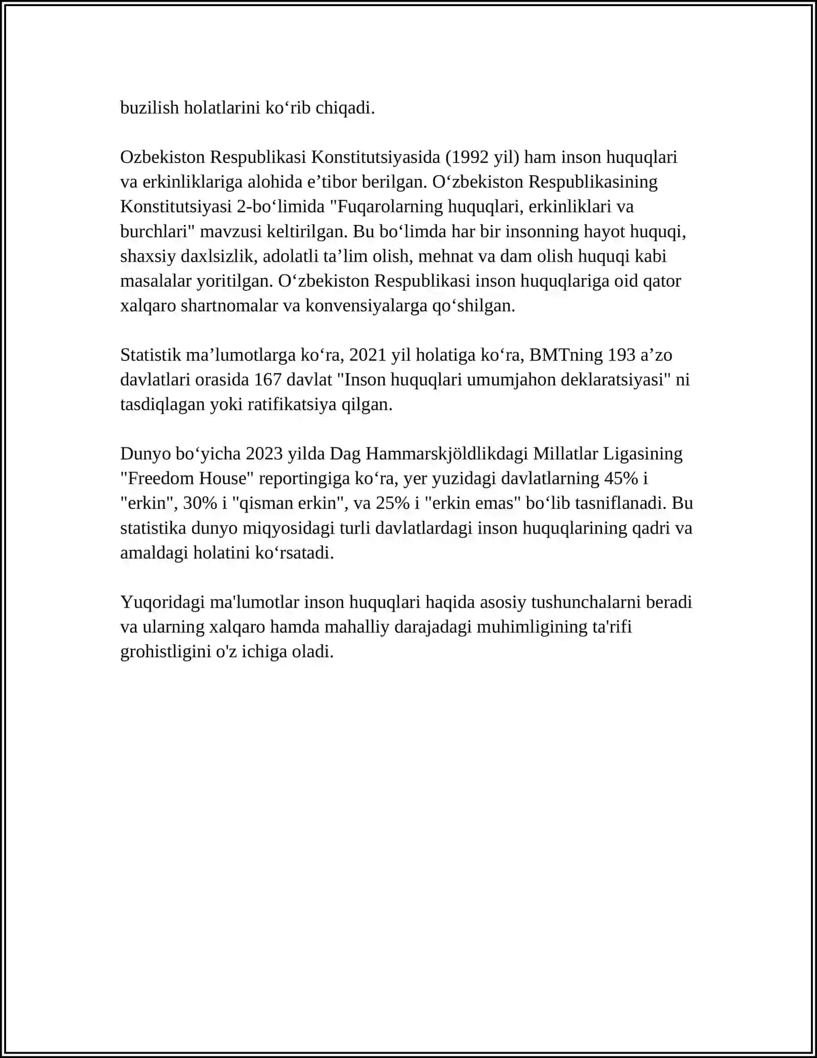 INSAN HAQ HUQUQLARI HAM ERKINLIKLERI KEPILLIGININ JARATILIWI 4