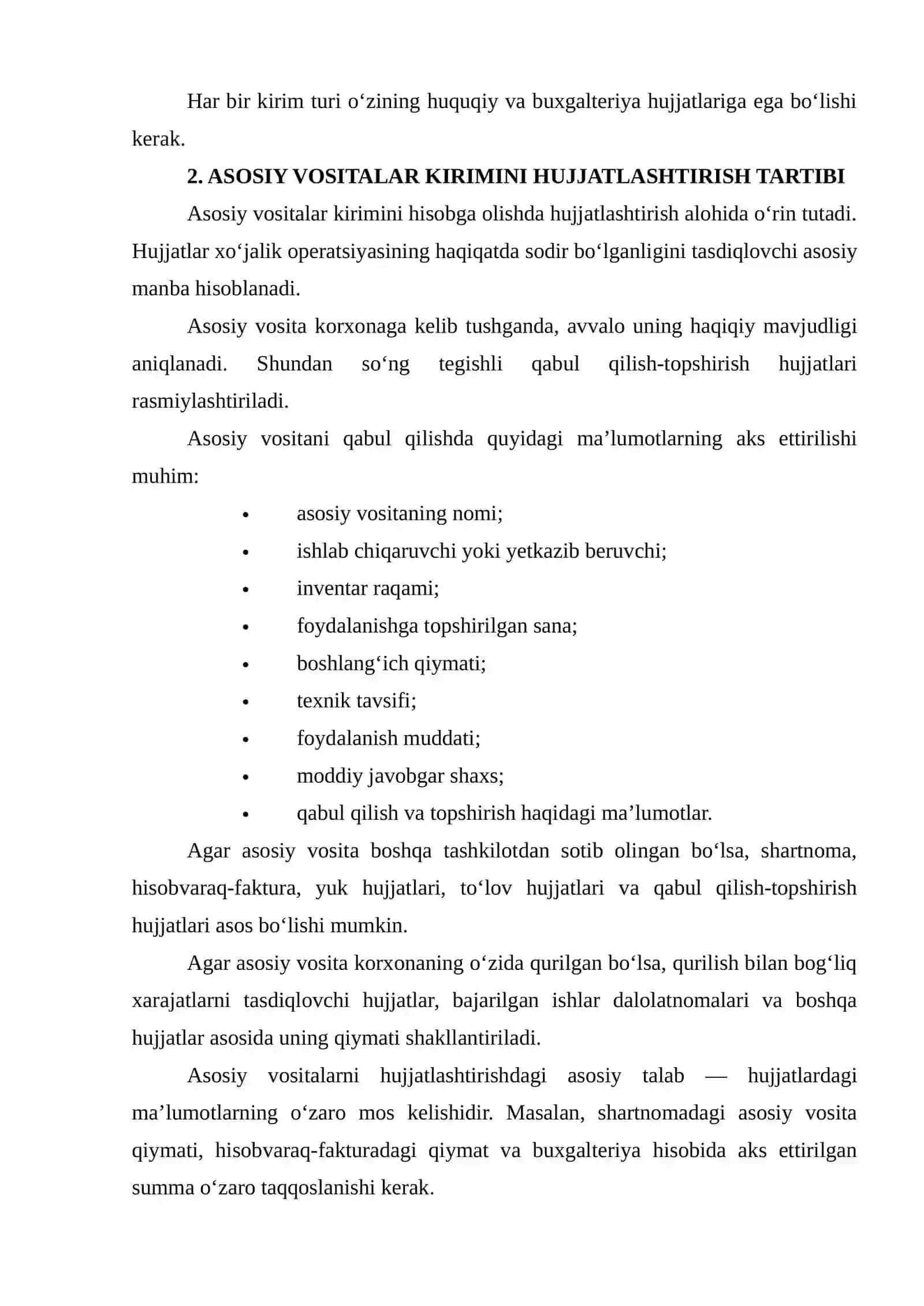 Asosiy Vositalar Kirimiga Doir Muammolarni Hujjatlashtirish va Schyotlarda Aks Ettirishning To‘G‘riligini Tekshirish 4