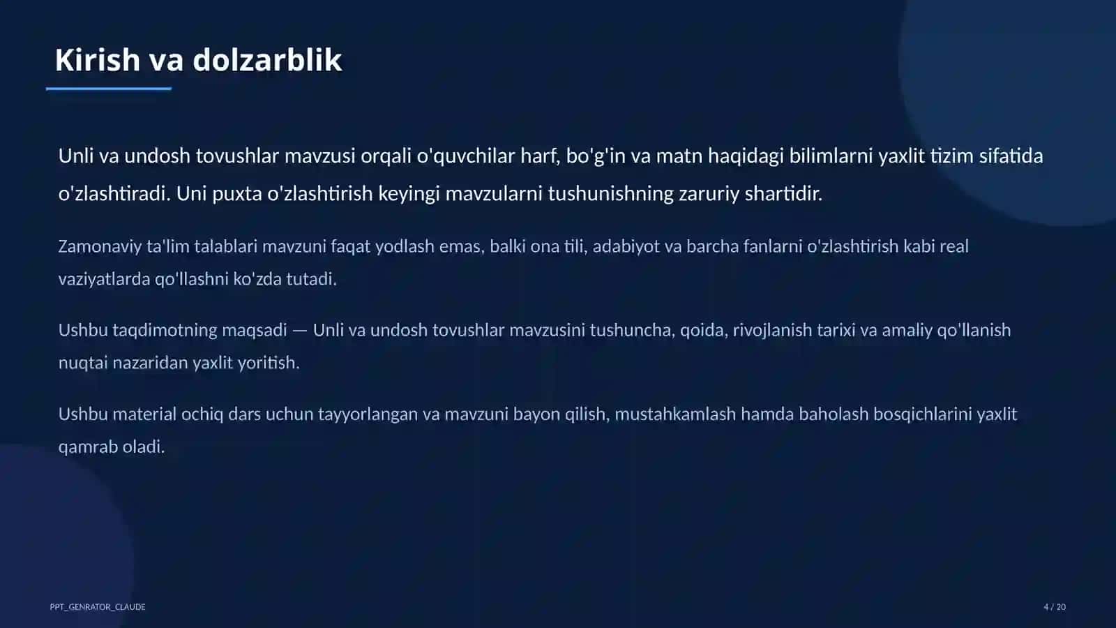 Unli va undosh tovushlar (1-sinf) 4