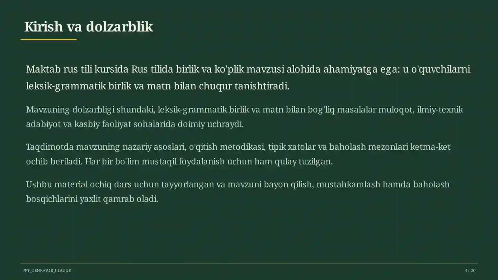 Rus tilida birlik va ko'plik (3-sinf) 4