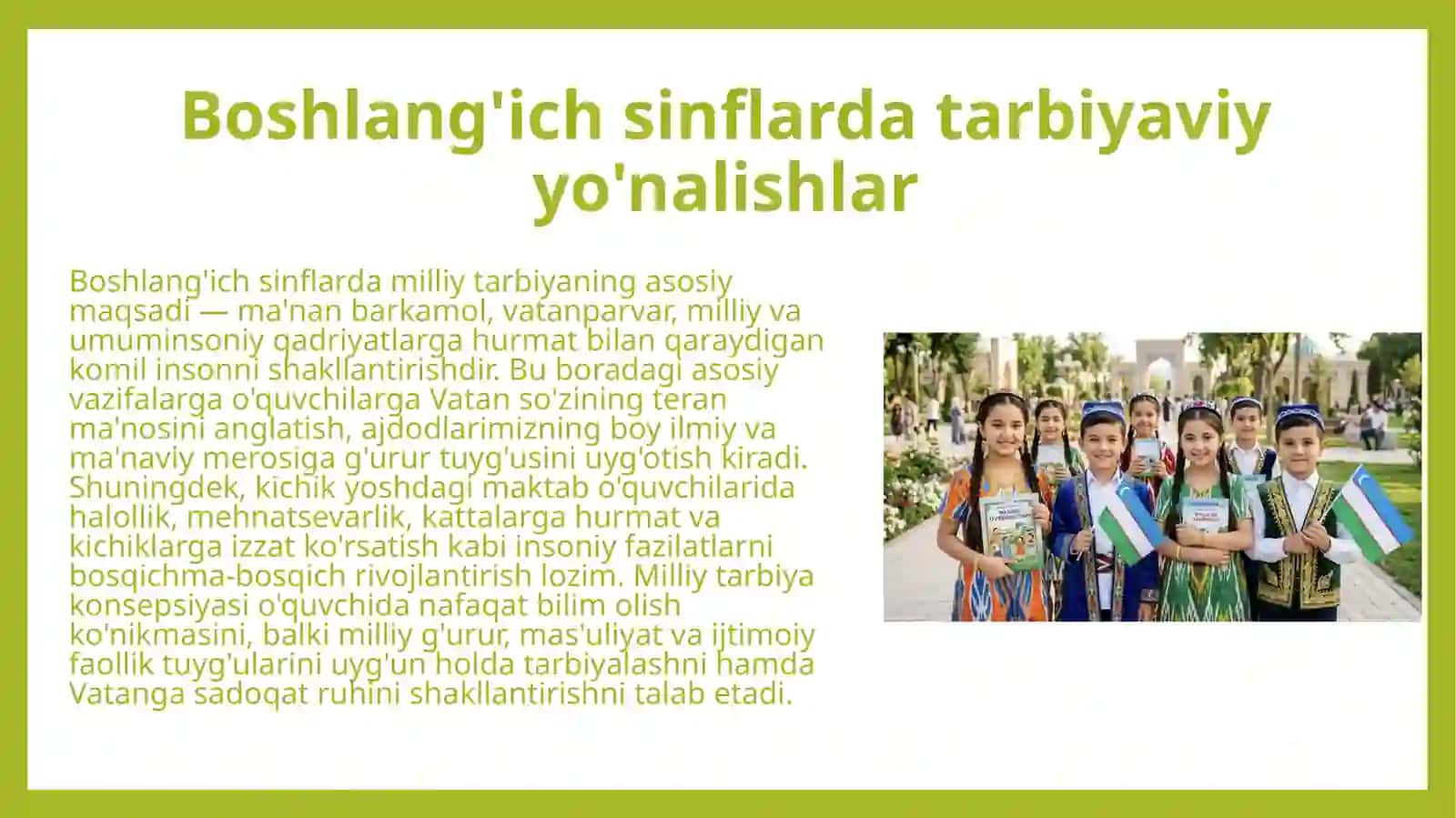 Milliy tarbiya konsepsiyasi asosida boshlang'ich sinflarda ta'lim-tarbiya jarayonini tashkil qilish 4