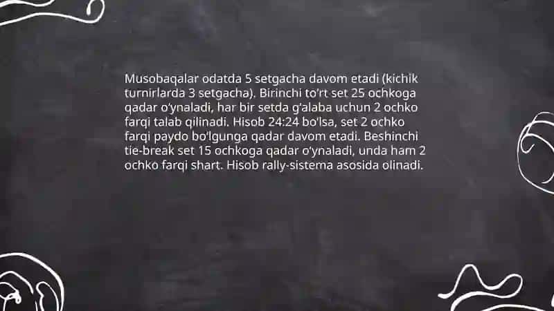 Valebol musobaqa qoidasi va hakamlar funksiyalari haqidagi bilimlarni oʻzlashtirish 4