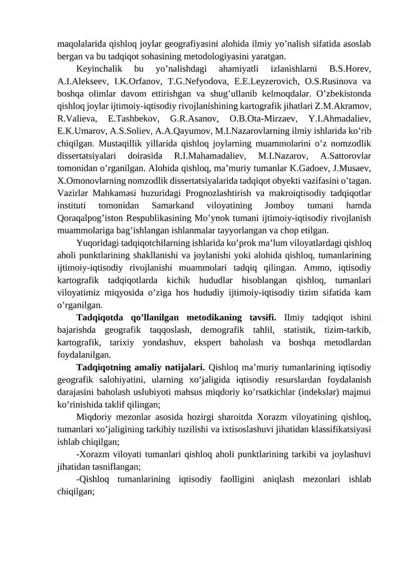 Qishloq, ma’muriy tumanlarning yirik masshtabli ijtimoiy-iqtisodiy kartalarini tuzish 4