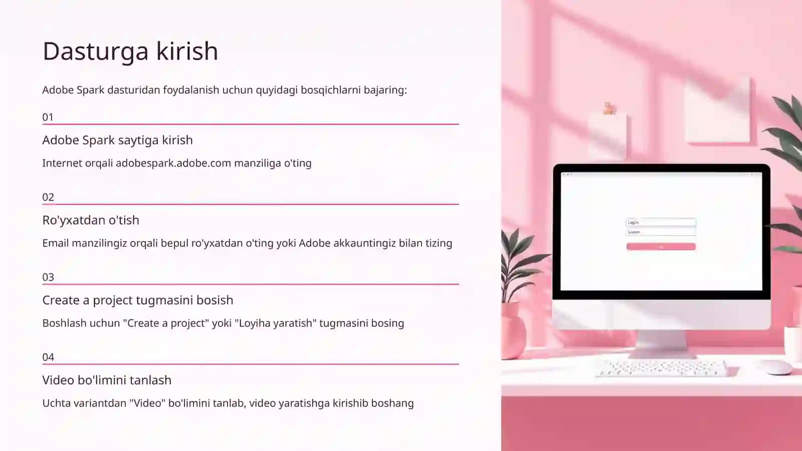 Adobe Spark dasturida yangi video yaratish 4