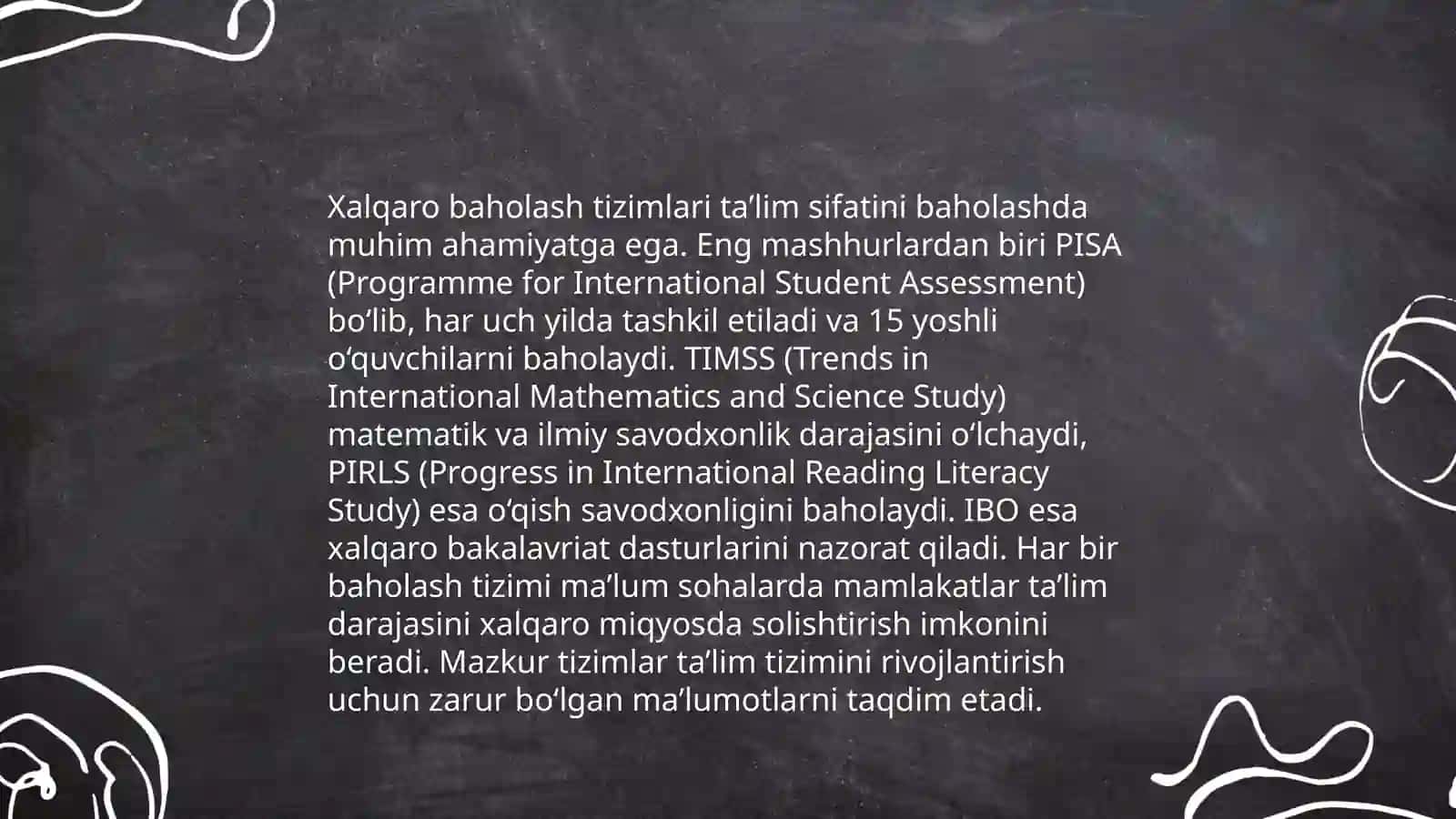 Ta'lim sifatini baholashning xalqaro tizimi 4