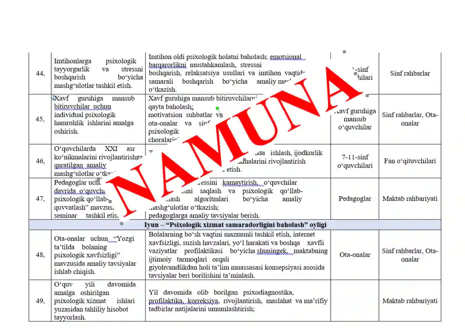 ⚡️MMIBDO' NING YILLIK ISH REJASIDAN NAMUNA 2026 yil 4