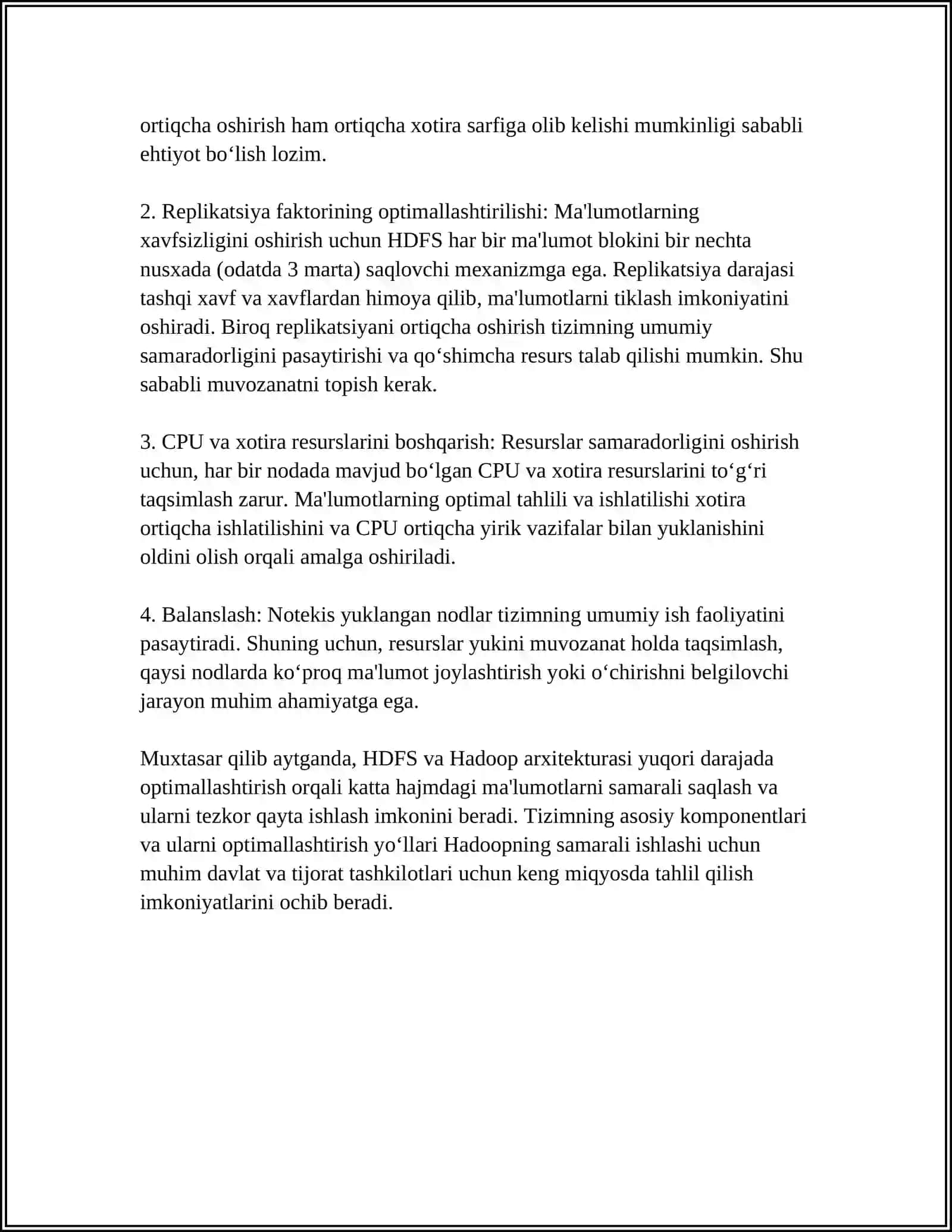 HADOOP TEXNOLOGIYASI CHUQUR O'RGANISH VA YUQORI DARAJADA TAXLIL QILISH 4