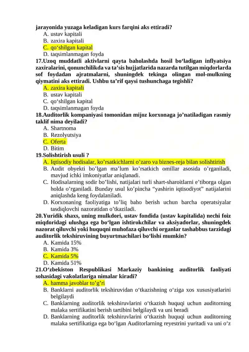 Audit fanidan test javoblari 4