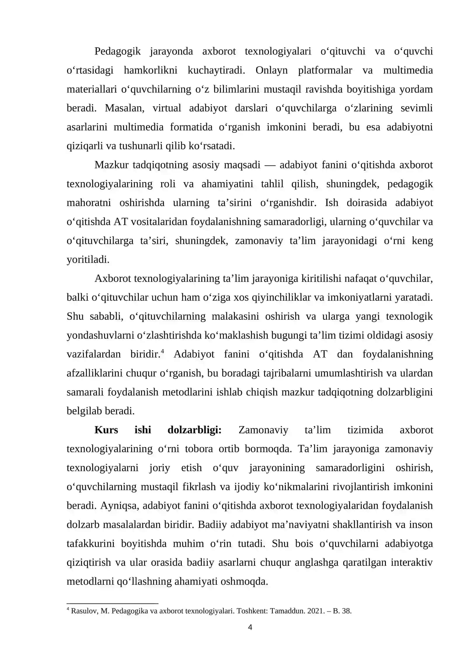 "Adabiyot o‘qitishda pedagogik va axborot texnologiyalaridan foydalanish" 4