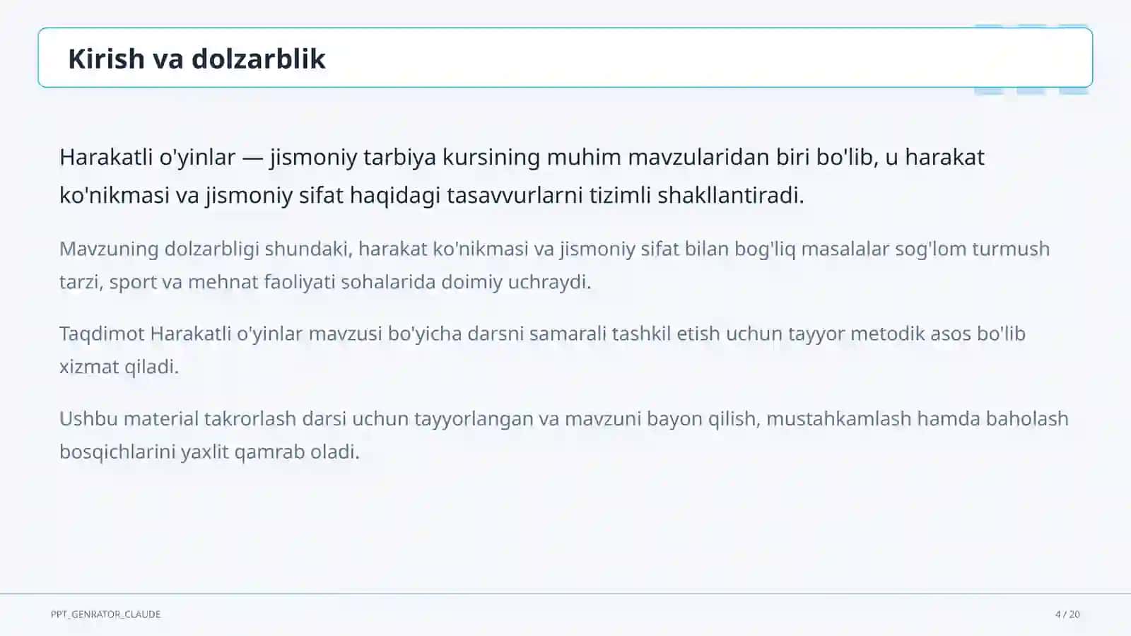 Harakatli o'yinlar (1-sinf) 4