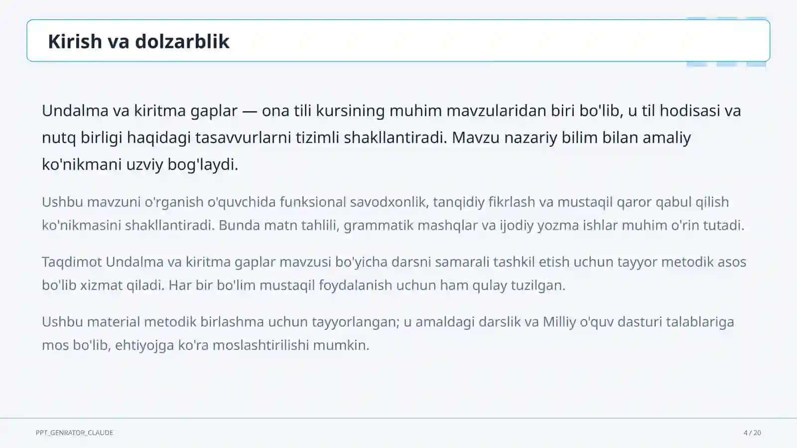 Undalma va kiritma gaplar (8-sinf) 4