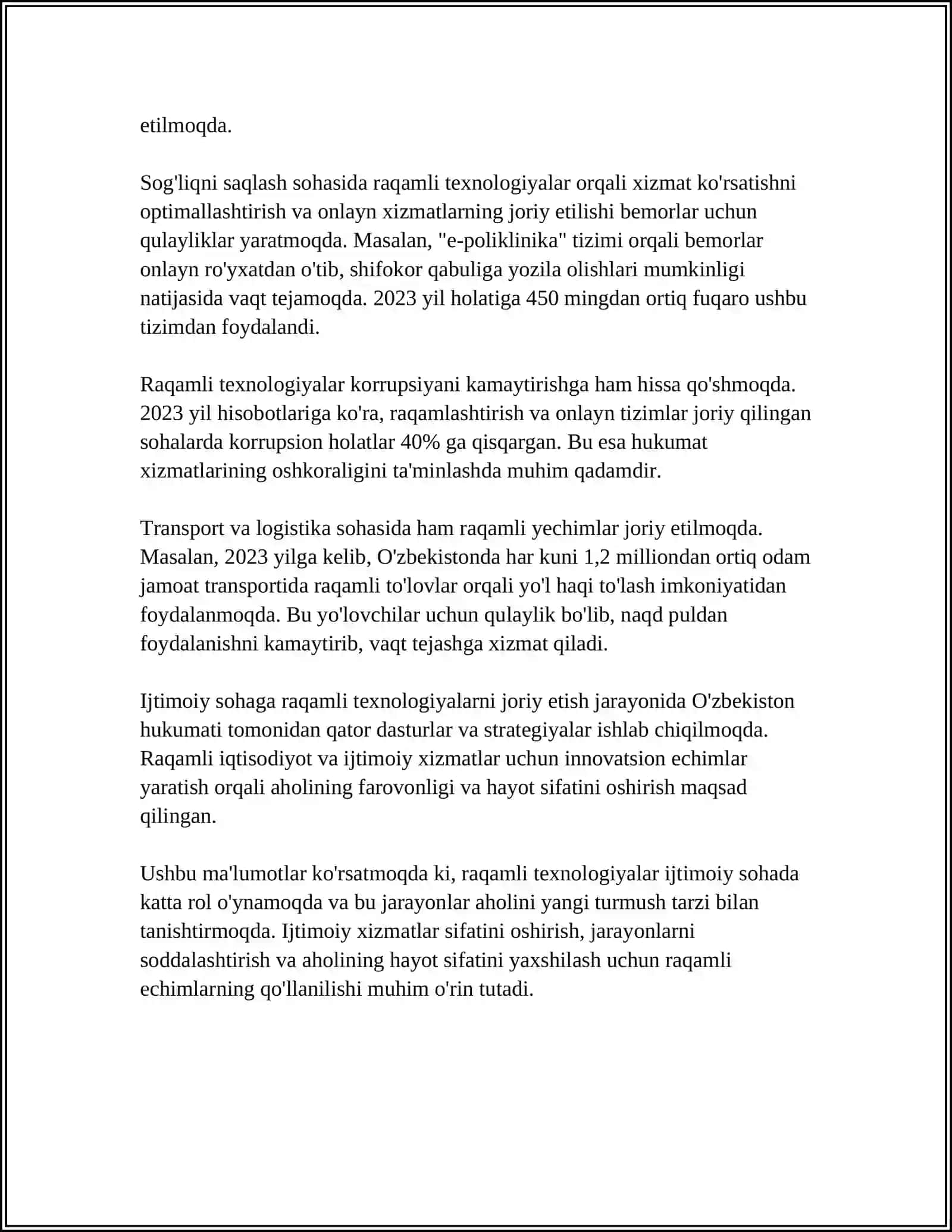 OʻZBEKISTONDA IJTIMOIY SOHADA AMALGA OSHIRILAYOTGAN O'ZGARISHLAR MAZMUNI VA MOHIYATI 4