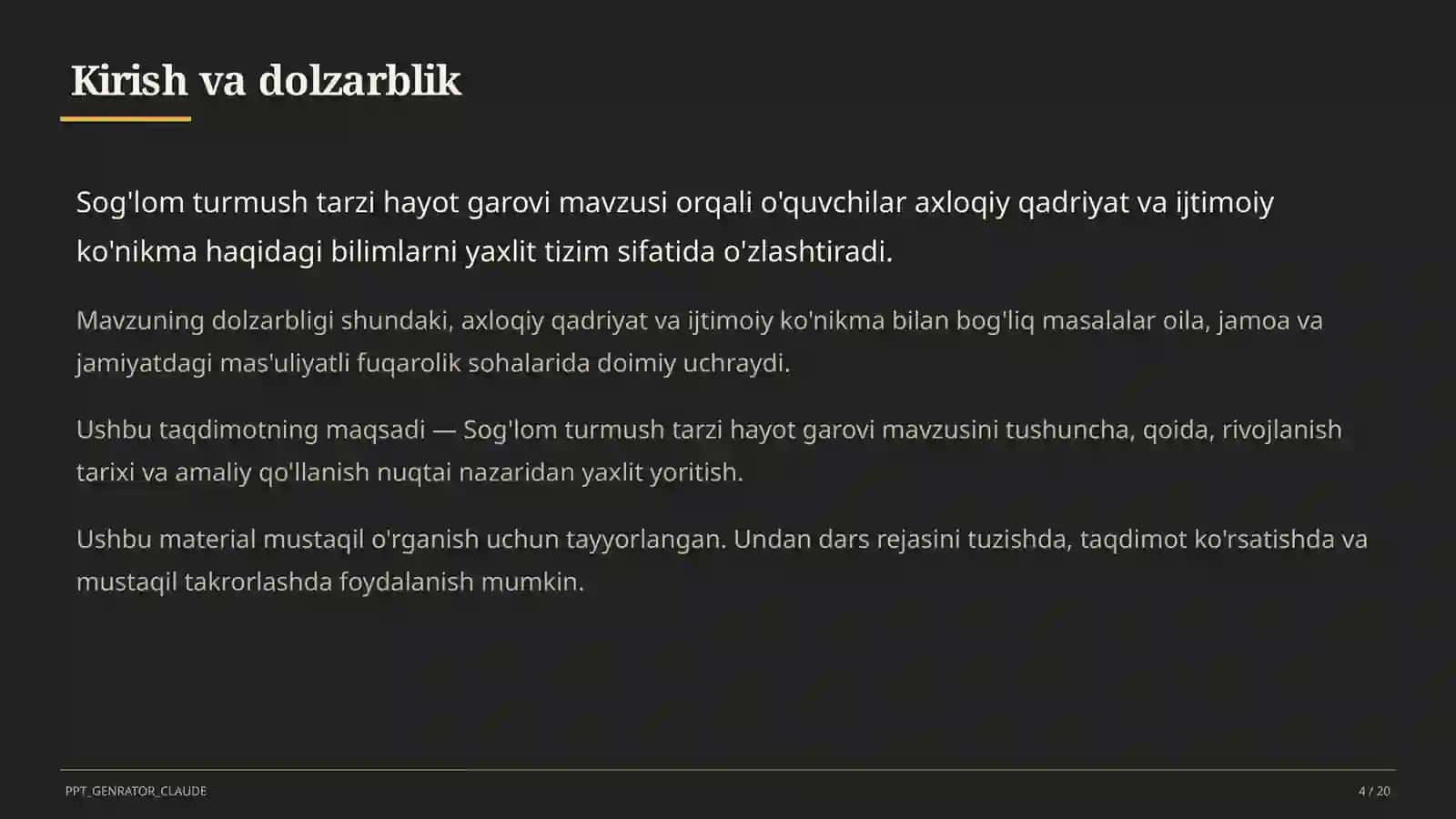 Sog'lom turmush tarzi hayot garovi (7-sinf) 4