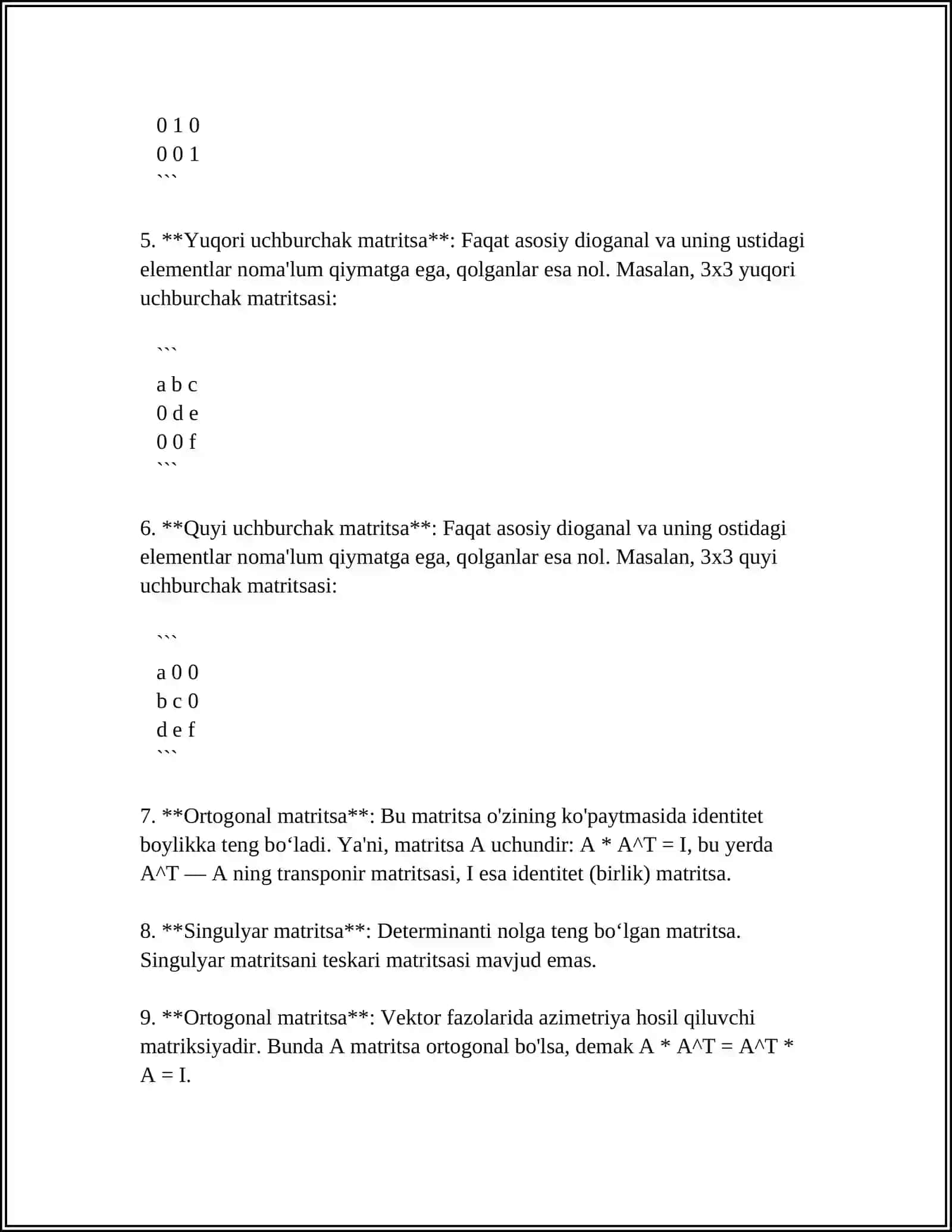 MATRITSALAR ALGEBRASI 4