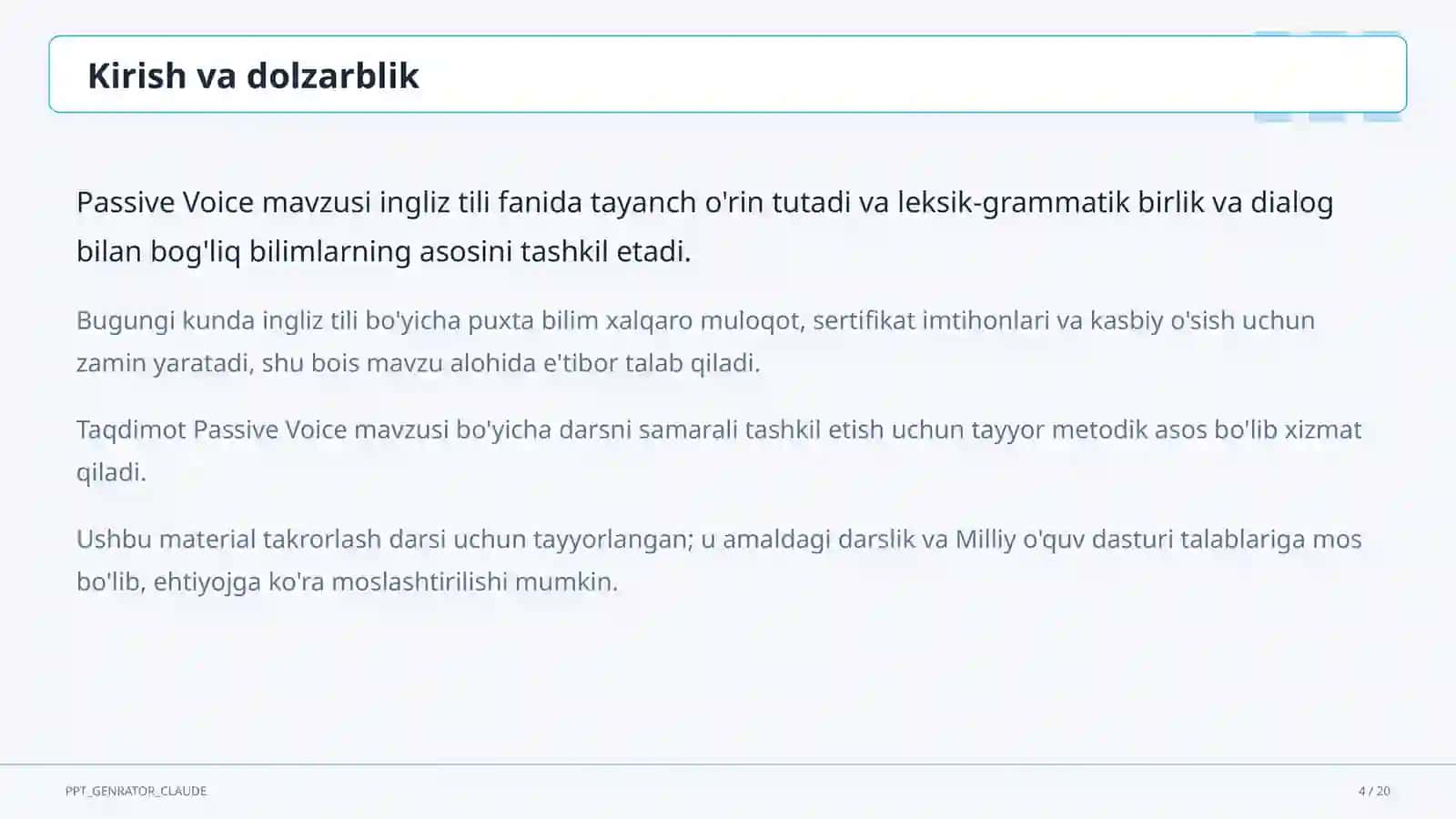 Passive Voice (9-sinf) 4