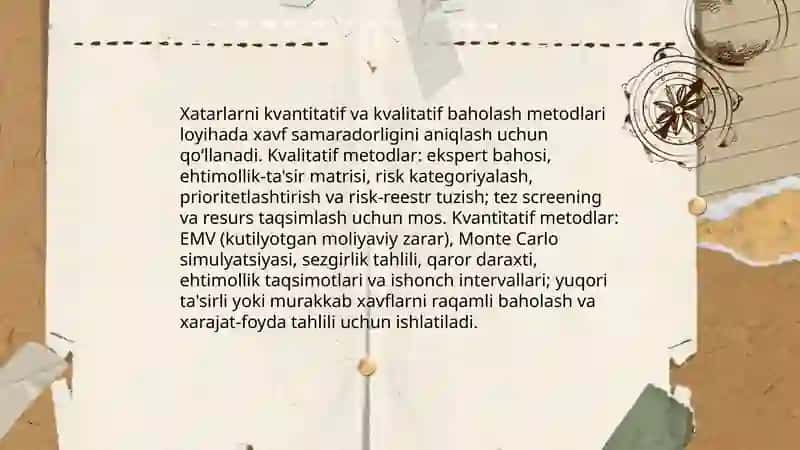 Loyihalashda risklarni boshqarish 4