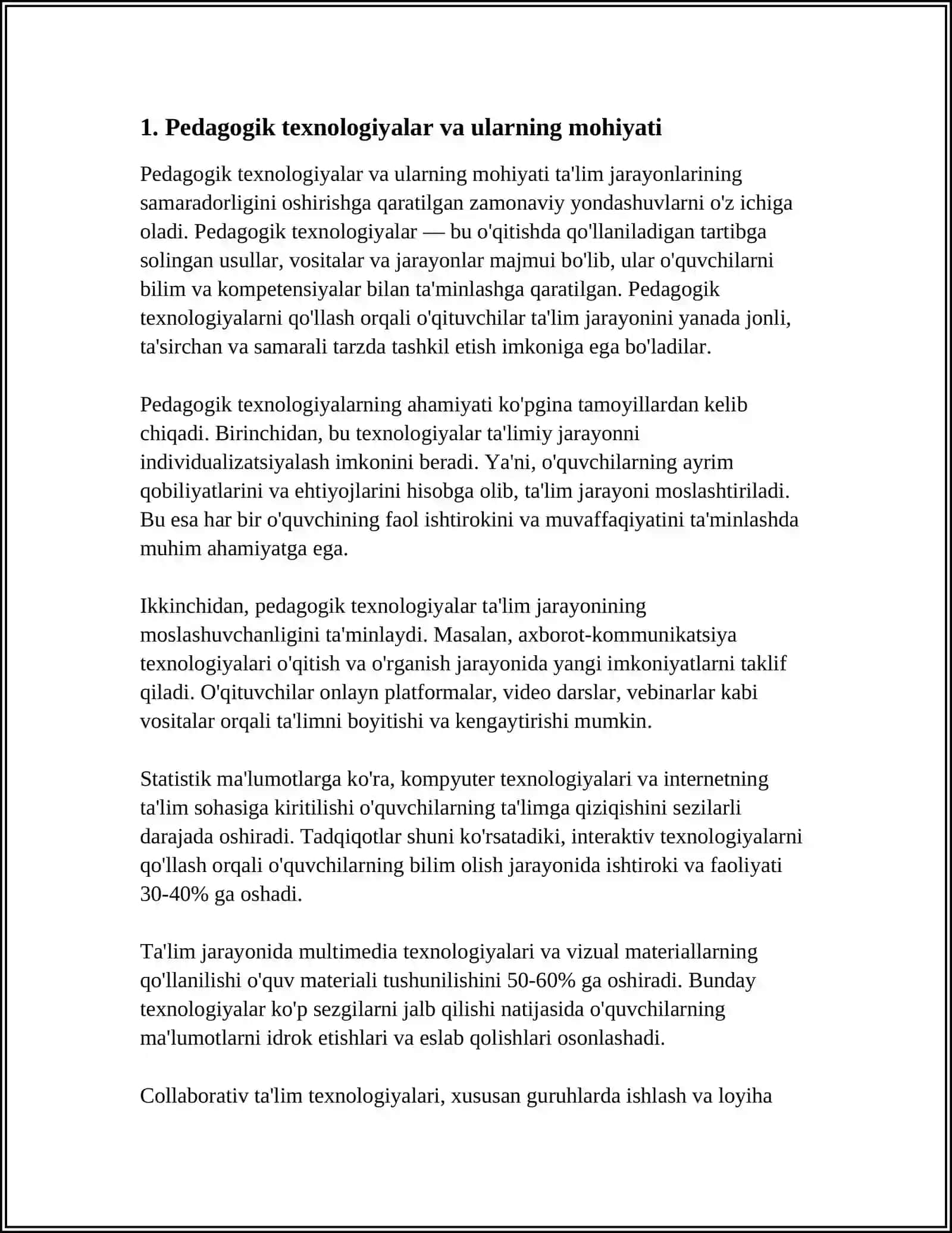 SINF MATEMATIKA DARSLARINI PEDAGOGIK TEXNALOGIYALAR ASOSIDA TASHKIL ETISH YO'LLARI 4