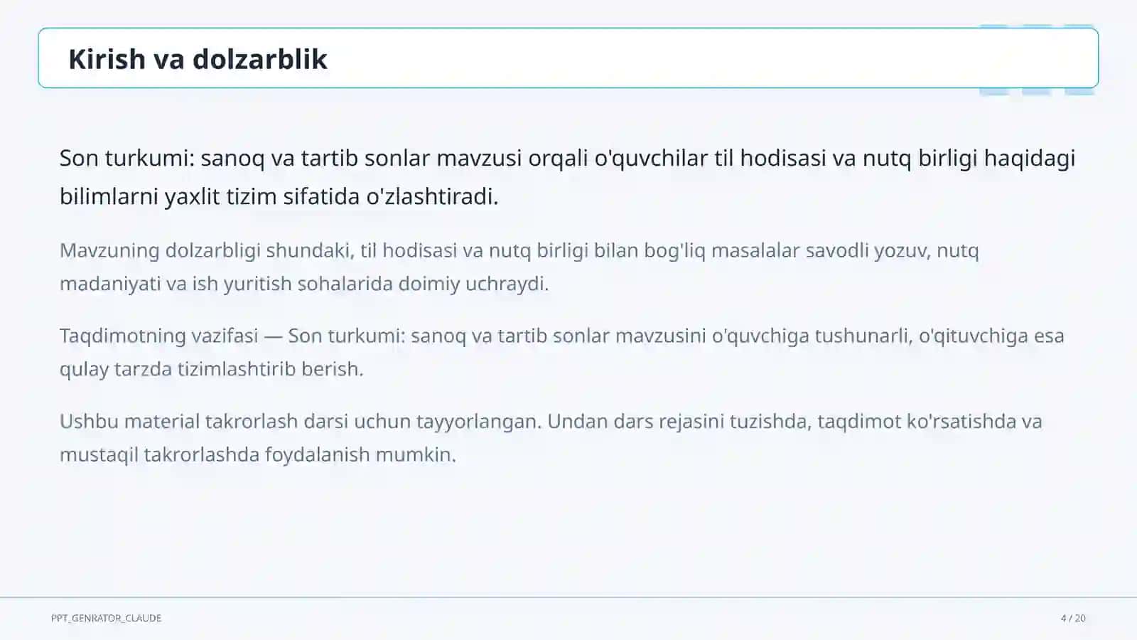 Son turkumi: sanoq va tartib sonlar (6-sinf) 4