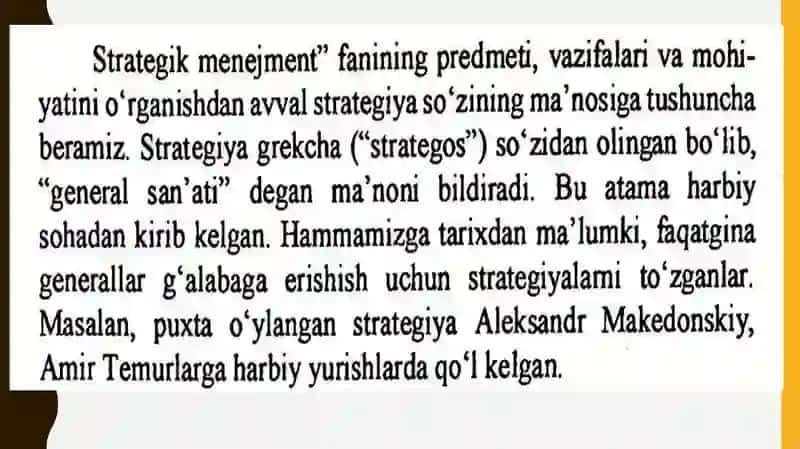 “Strategikmenejment”faniningpredmetivaboshqaruvjarayoni 4
