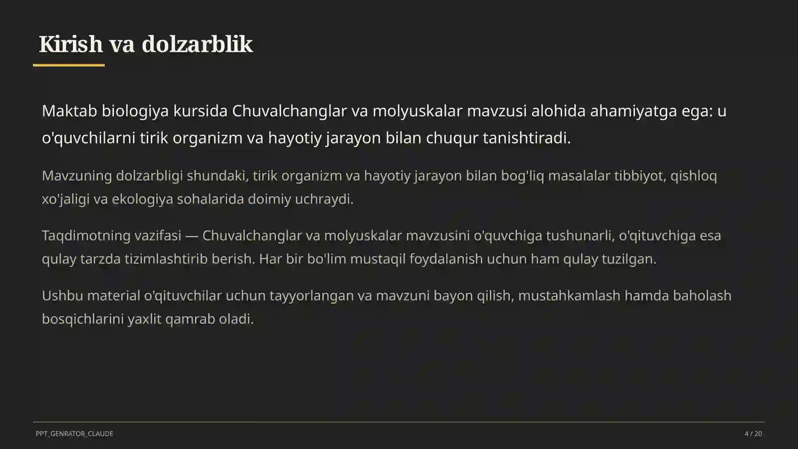 Chuvalchanglar va molyuskalar (7-sinf) 4