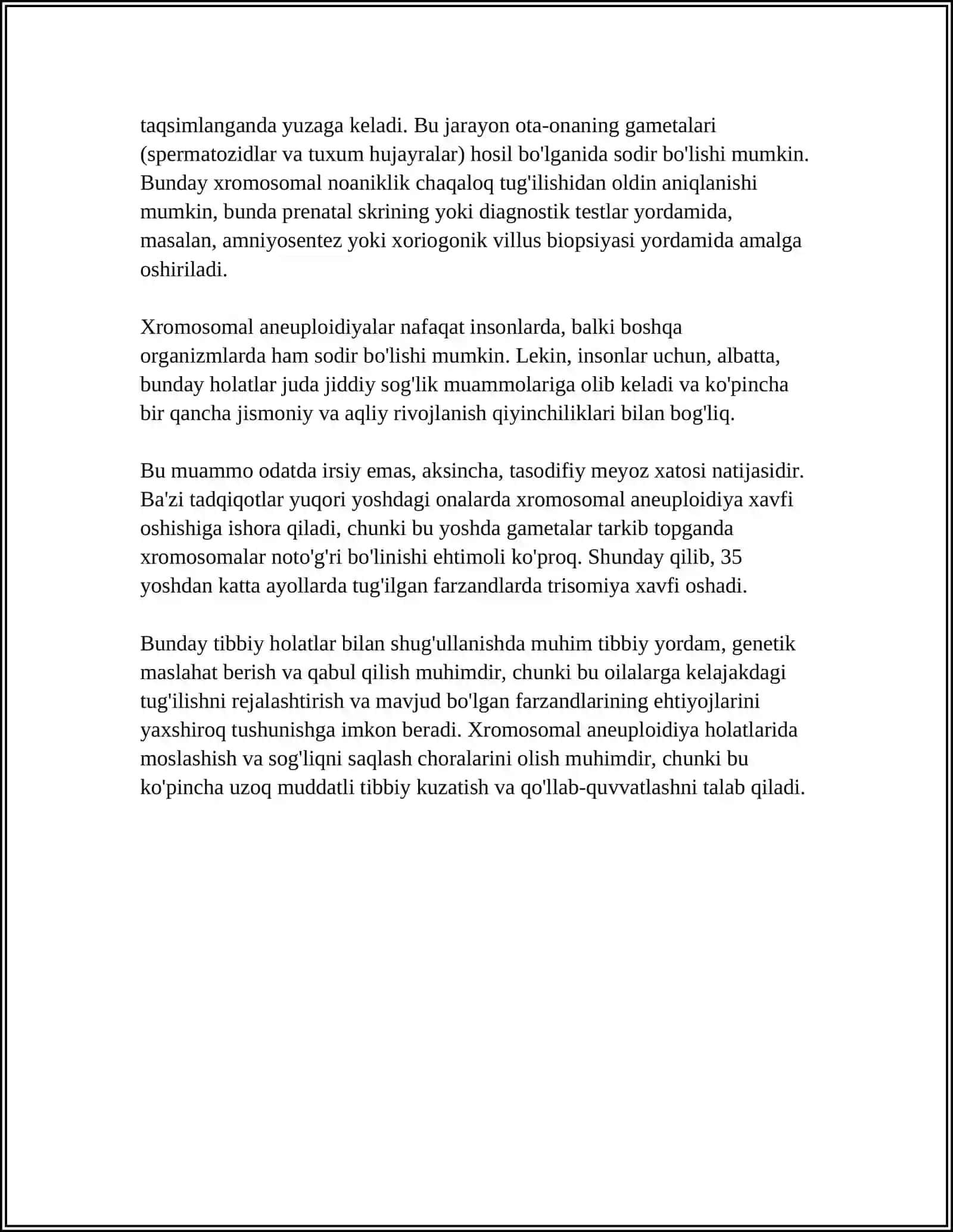 XROMOSOMMALAR SONI O'ZGARISHI BILAN BOG'LIQ BOLGAN IRSIY KASALLIKLAR 4
