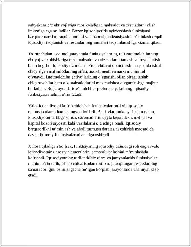 FUNKSIYANI IQTISODDAGI OʻRNI 4