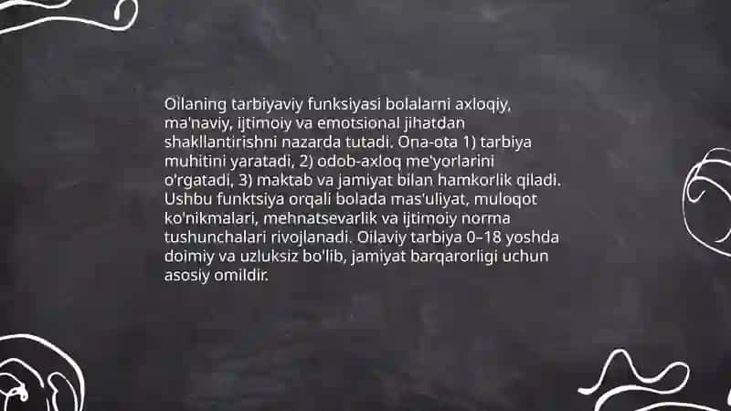Oilava uning asosiy funksiyalari 4